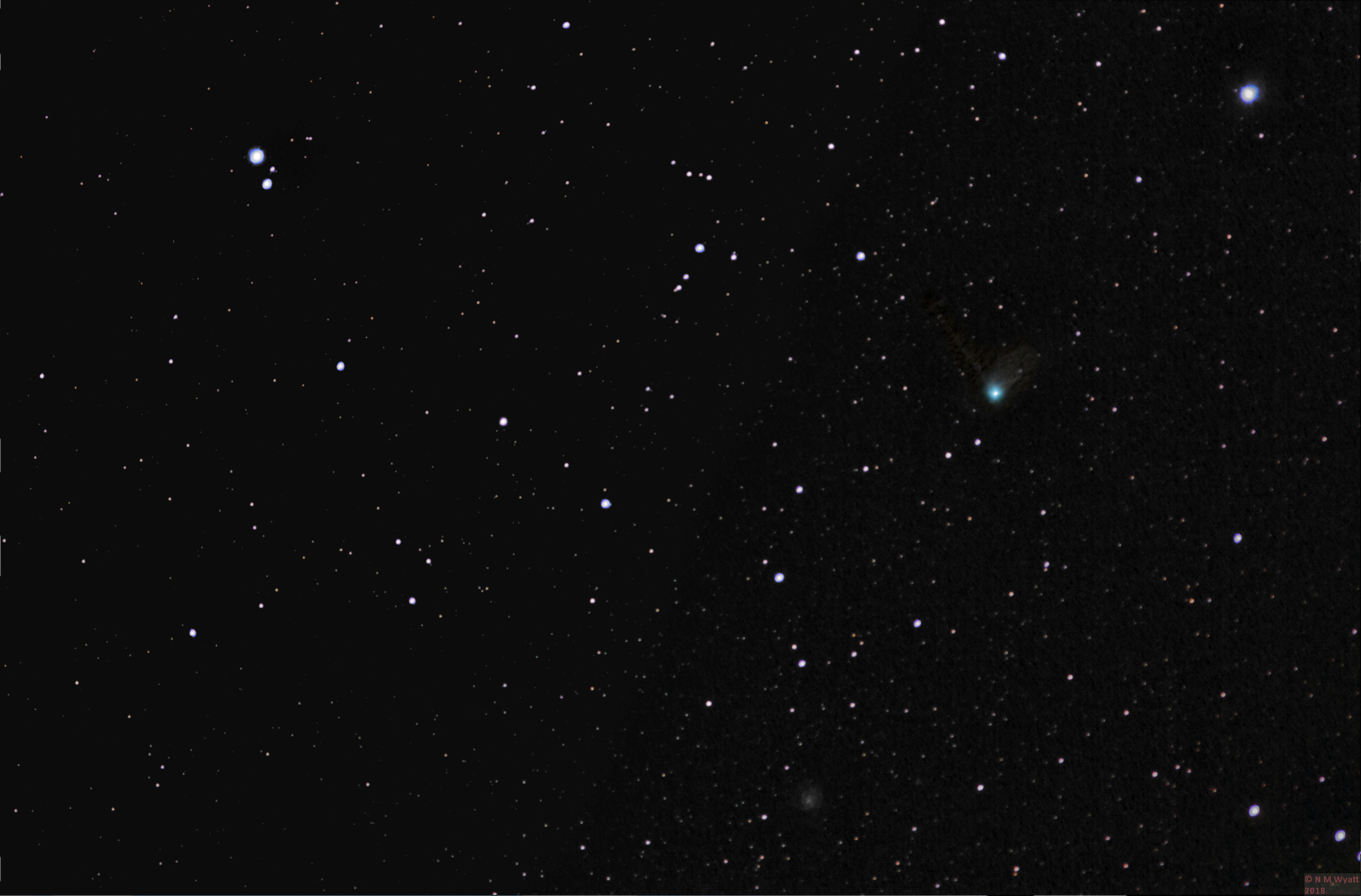 Comet Catalina, with Mizar, Alkaid and the galaxy M110
