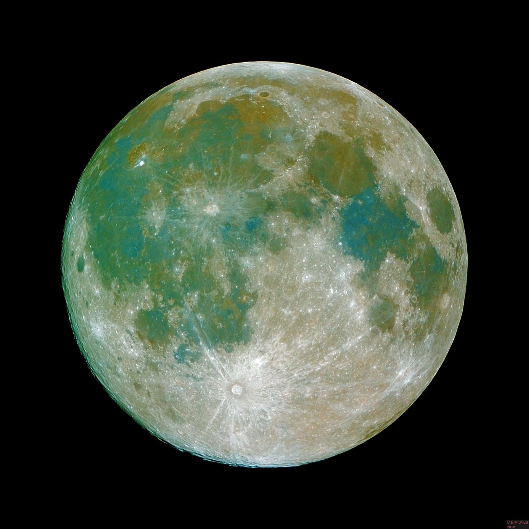 The moon in enhanced colour