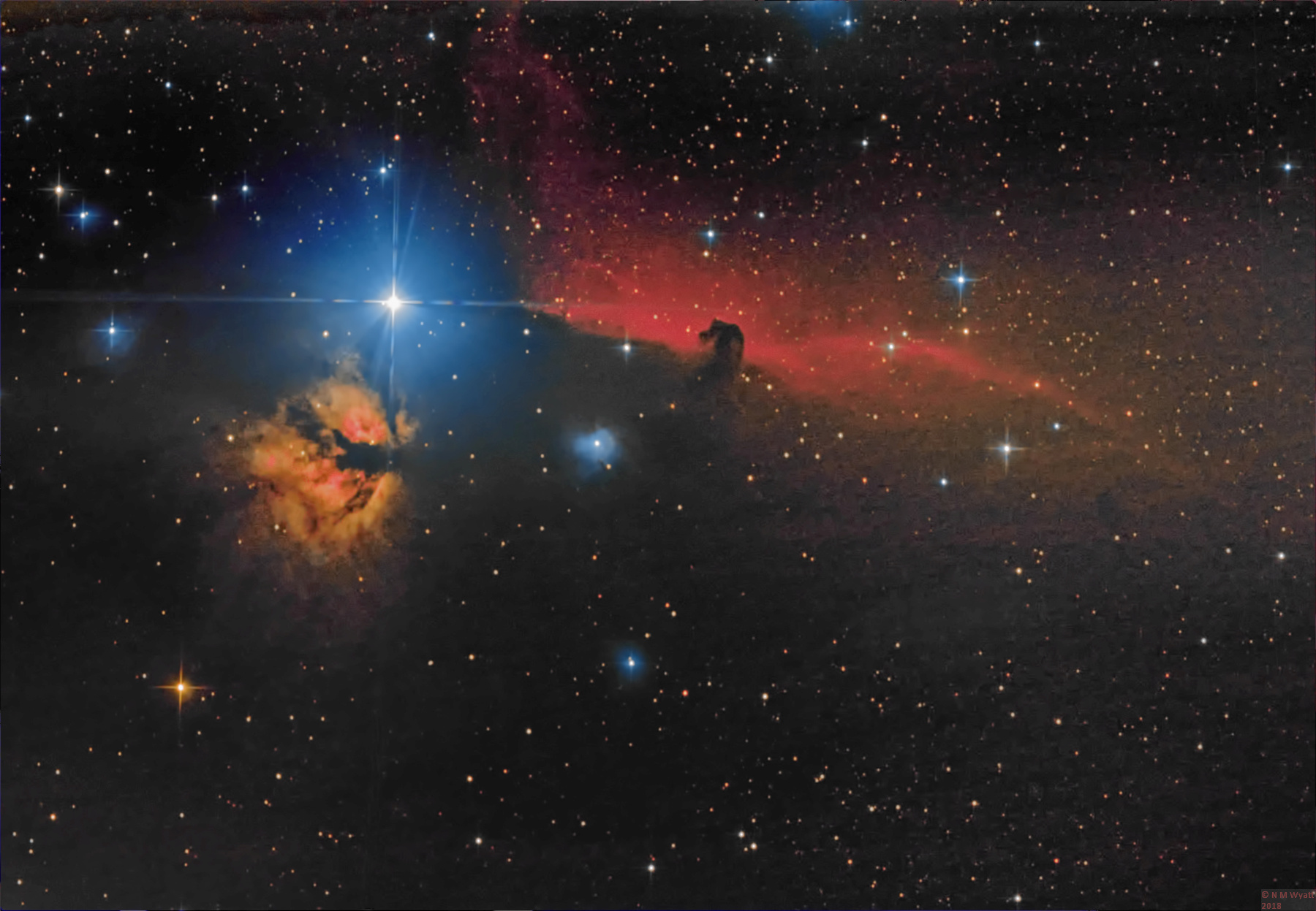 The bFalme and Horsehead Nebulas in Orion