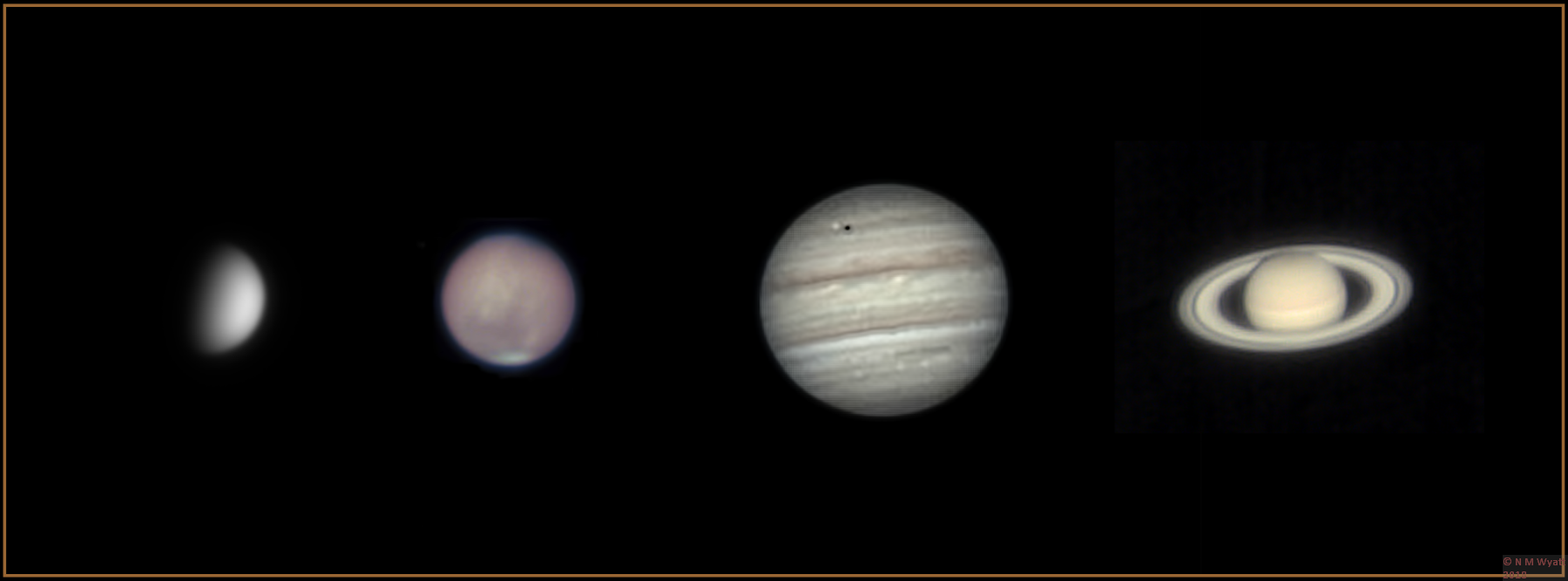 Venus, Mars, Jupiter and Saturn, imaged in the summer of 2018