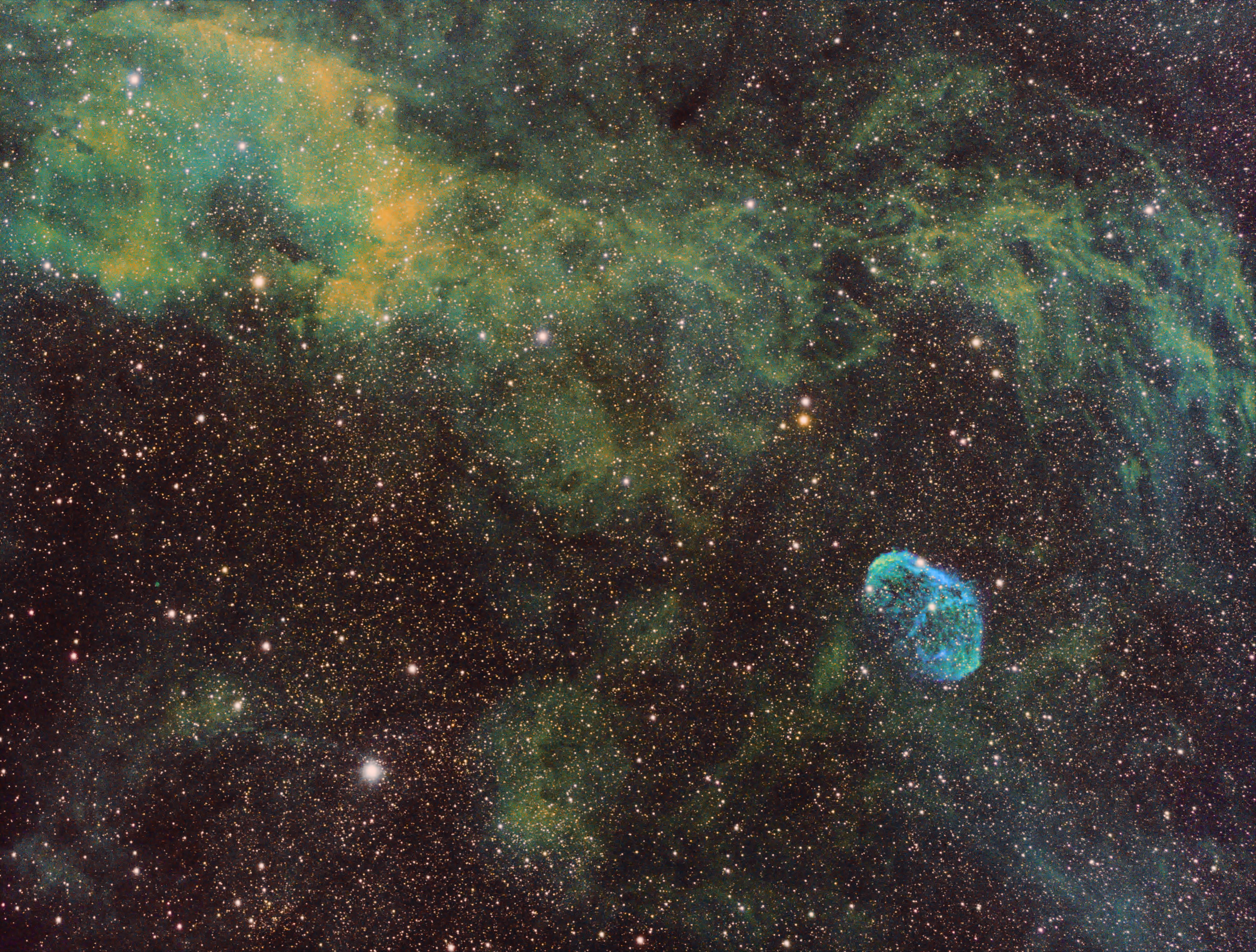 The Crescent Nebula in SHO narrowband
