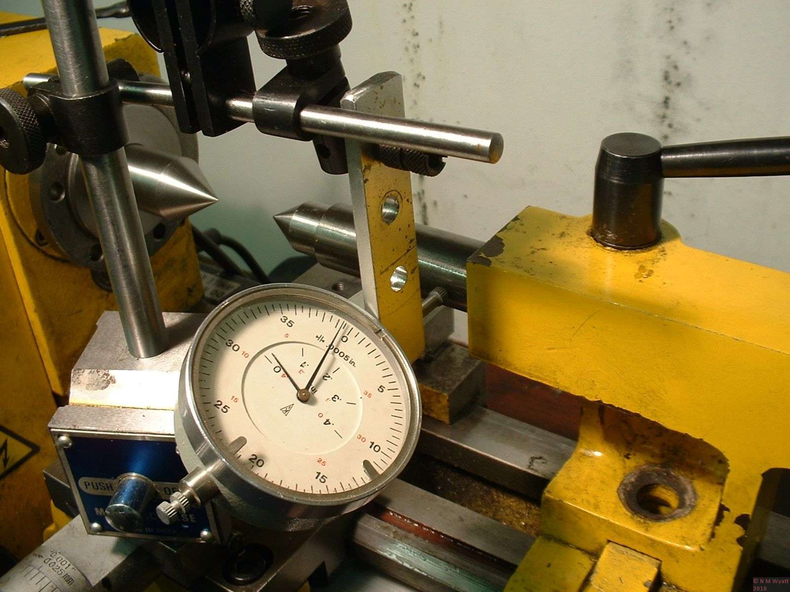 using a dial indicator to align a tailstock